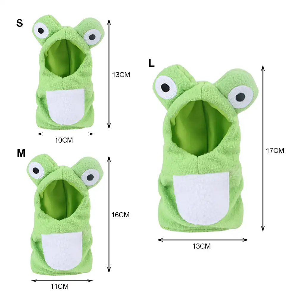 Funny Frog Shaped Birds Clothes Plush Flying Suit Parrots Costume Cosplay Outfit Winter Warm Hat Hooded Pet Bird Accessories