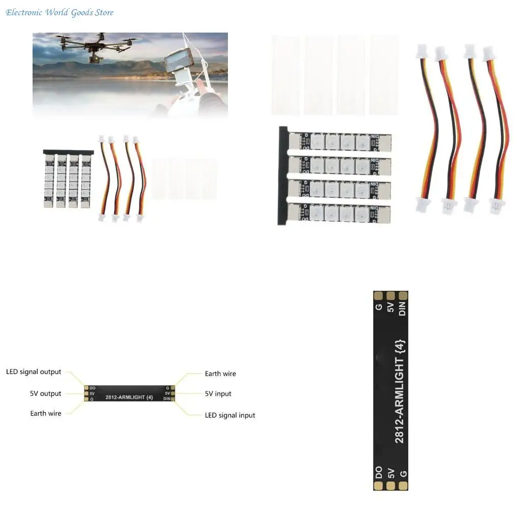 A3PD Lightweight LED Lighting 2812 Programmable Strips Enhances Flight Experience for FPV 4pcs/set