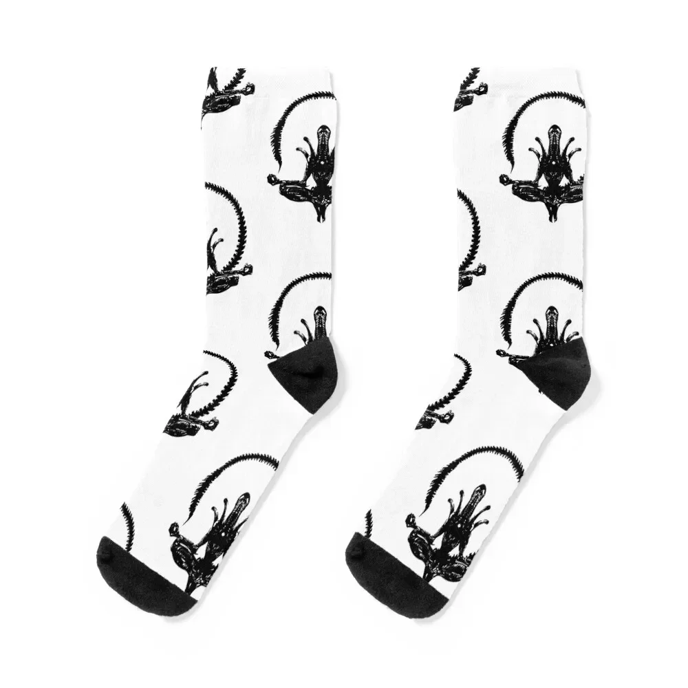 alien xenomorph black Socks retro Stockings gym golf Ladies Socks Men's