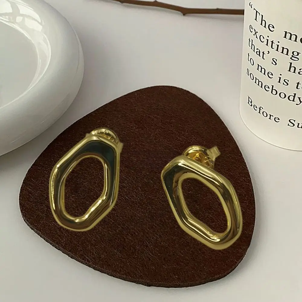 2026 Spanish rock punk style gold and silver hollow geometric earrings jewelry accessories neutral gift