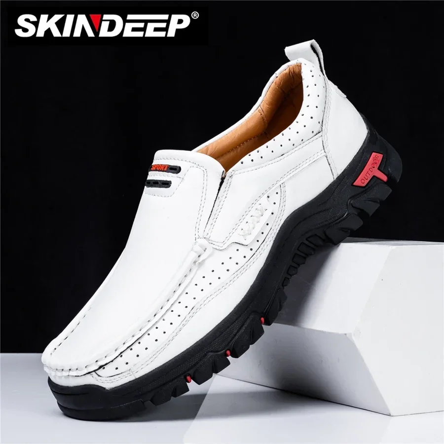 SKINDEEP Handmade Shoes Genuine Leather Casual Shoe for Men Flat Platform Walking  Outdoor Footwear Loafers Large Size 50