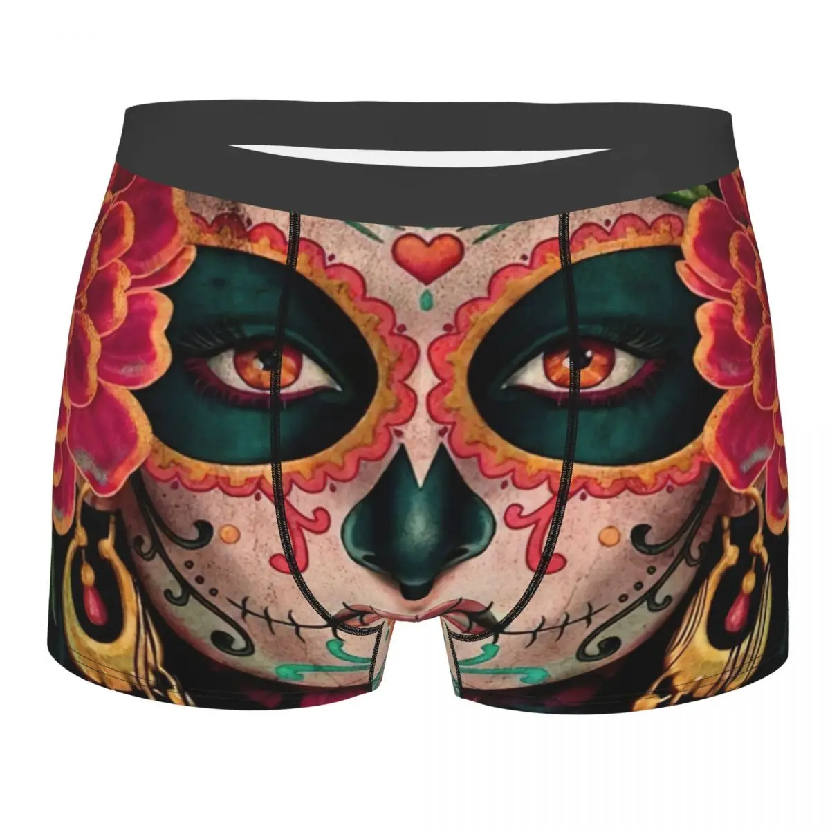 Men Sugar Skull Halloween Boxer Shorts Panties Polyester Underwear Santa Muerte Homme Funny S-XXL Underpants