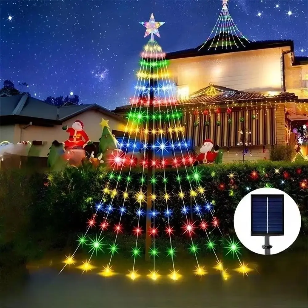 8 Lighting Modes Solar Christmas Lights Colorful Remote Control Waterfall Tree Light Waterproof Energy Saving