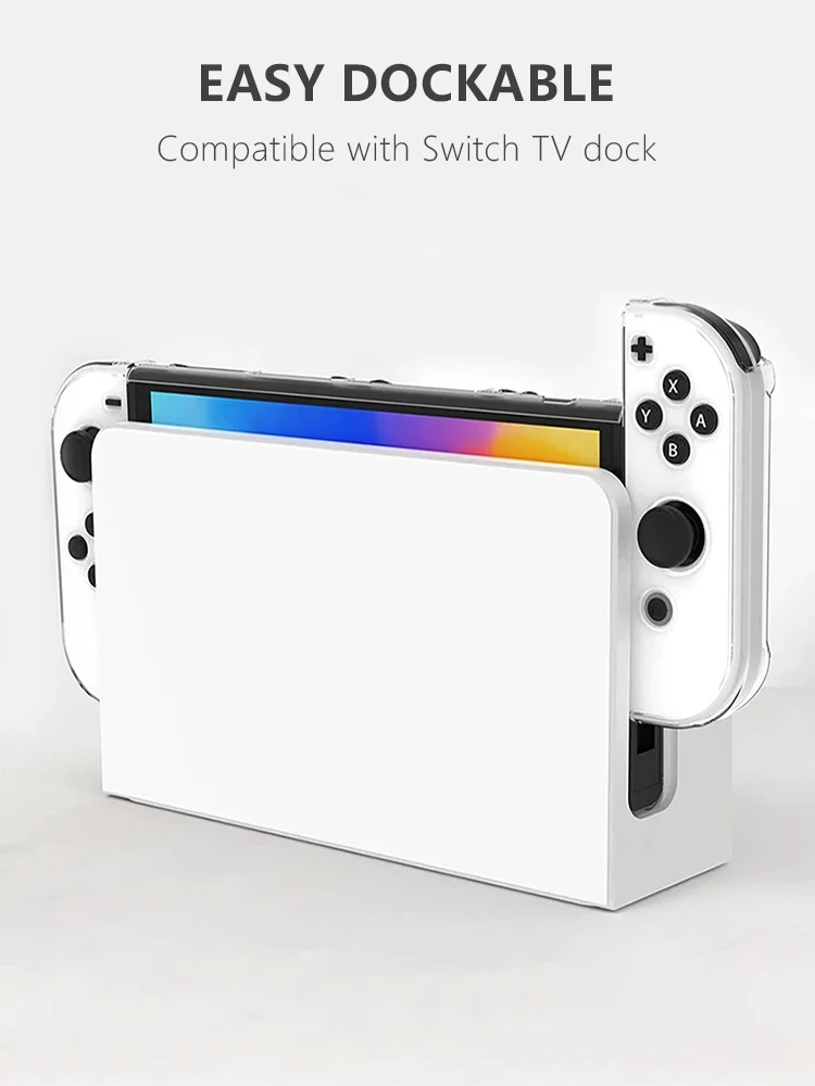 DATA FROG Kristallklare Schutzhülle für Switch OLED-Konsole, transparente Hartschale, kratzfest, Zubehör für Spielekonsolen – Detail 2