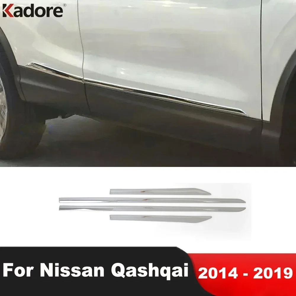 Side Door Body Trim For Nissan Qashqai J11 2014 2015 2016 2017 2018 2019 Chrome Car Accessories Door Line Streamer Molding Strip