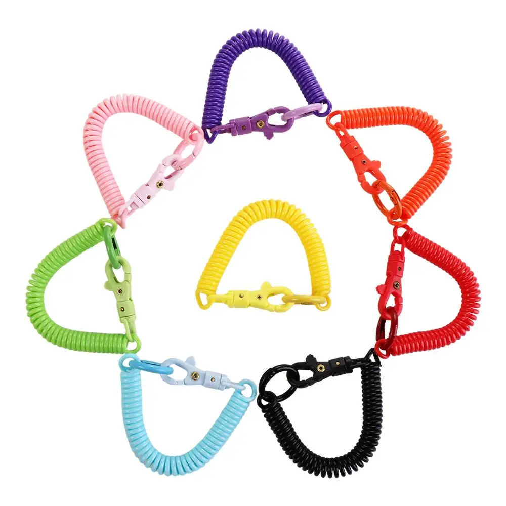 

Stretchy Coil Stretch Spring Coil Luggage Tags Anti-lost Lobster Clasp Rope Spring Keychain Bracelet Spring Key Hooks Keyring