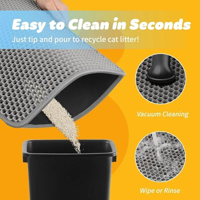 Estera de arena para gatos antideslizante, caja de arena grande para mascotas, estera de filtro de doble capa, resistente al desgaste, impermeable, suministros de limpieza para mascotas