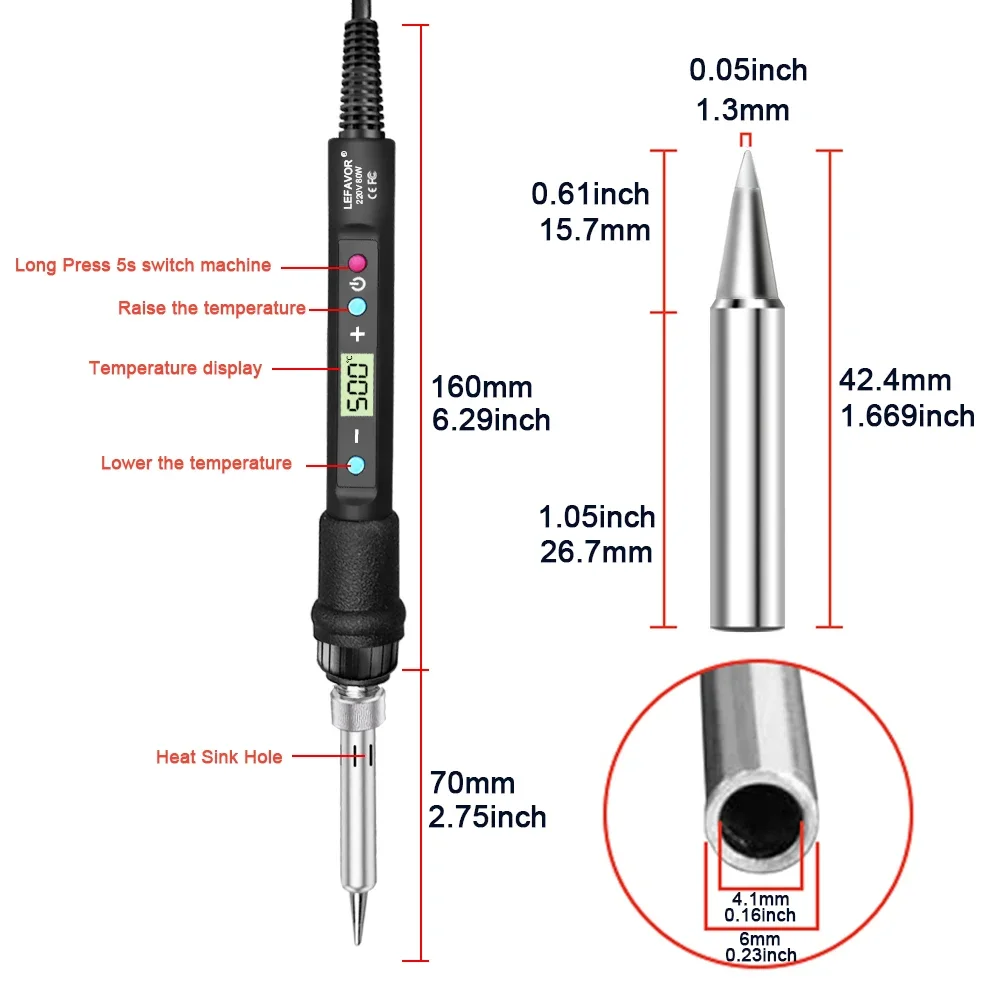 80W Elektronische Schweißer Kit Lötkolben Einstellbare Temperatur LCD Schweißen Werkzeuge Keramik Heizung Löten Tipps EU220V/US110V