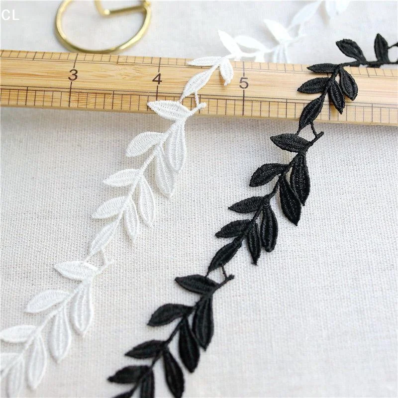 AttireTroveBlack/White Lace Trim Polyester Embroidered Lace Fabric Sewing Lace Ribbon Apparel Accessories Trims 2.5cm Width