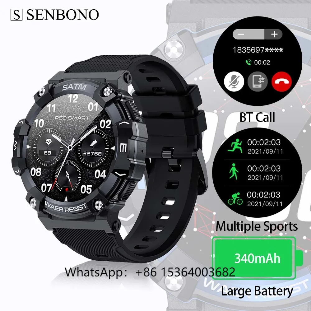

TJXL-SENBONO PG666 2023 Men SmartWatch AMOLED Show HD Touch Screen Blue Tooth Call Blood Oxygen Fitness Tracker Sport Smart Watc