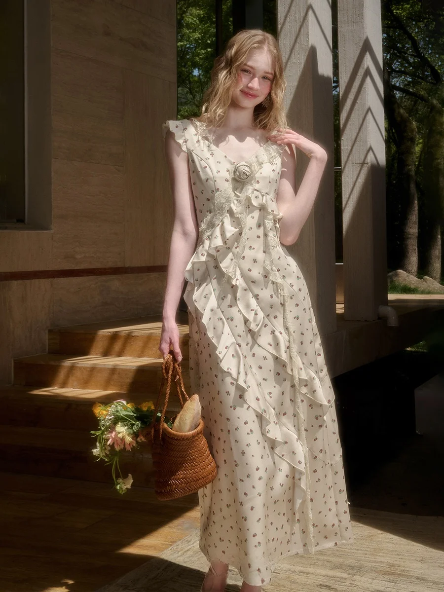 Galaxy Eternal Fairy Dr Mint And Lemon Scented Lace Splice Strapl Gown Sweet Sle High Waist Polyester Summer Dr