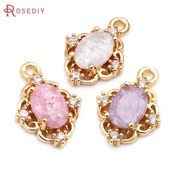 18K Gold Color Brass and Zircon Oval Charms Pendants High Quality Diy Jewelry Making Supplies Necklace Earrings for Women