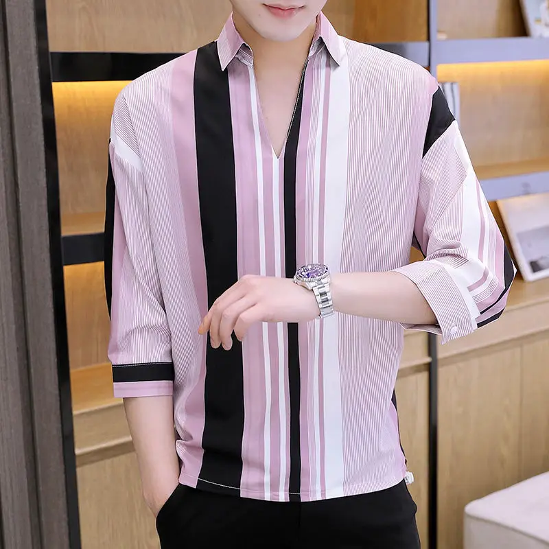 Fashion Lapel Casual Printed Shirts Men\'s Clothing 2024 Spring Summer New Loose All-match Pullovers Tops Korean Shirts
