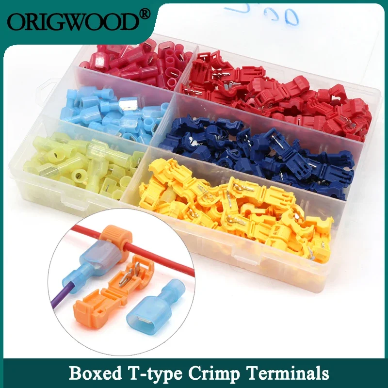 

Boxed T-type Crimp Terminal,Wire Connection Clip Quick ,Peel-Free Insulated Electrical Connector,Plug-in Wire Terminal