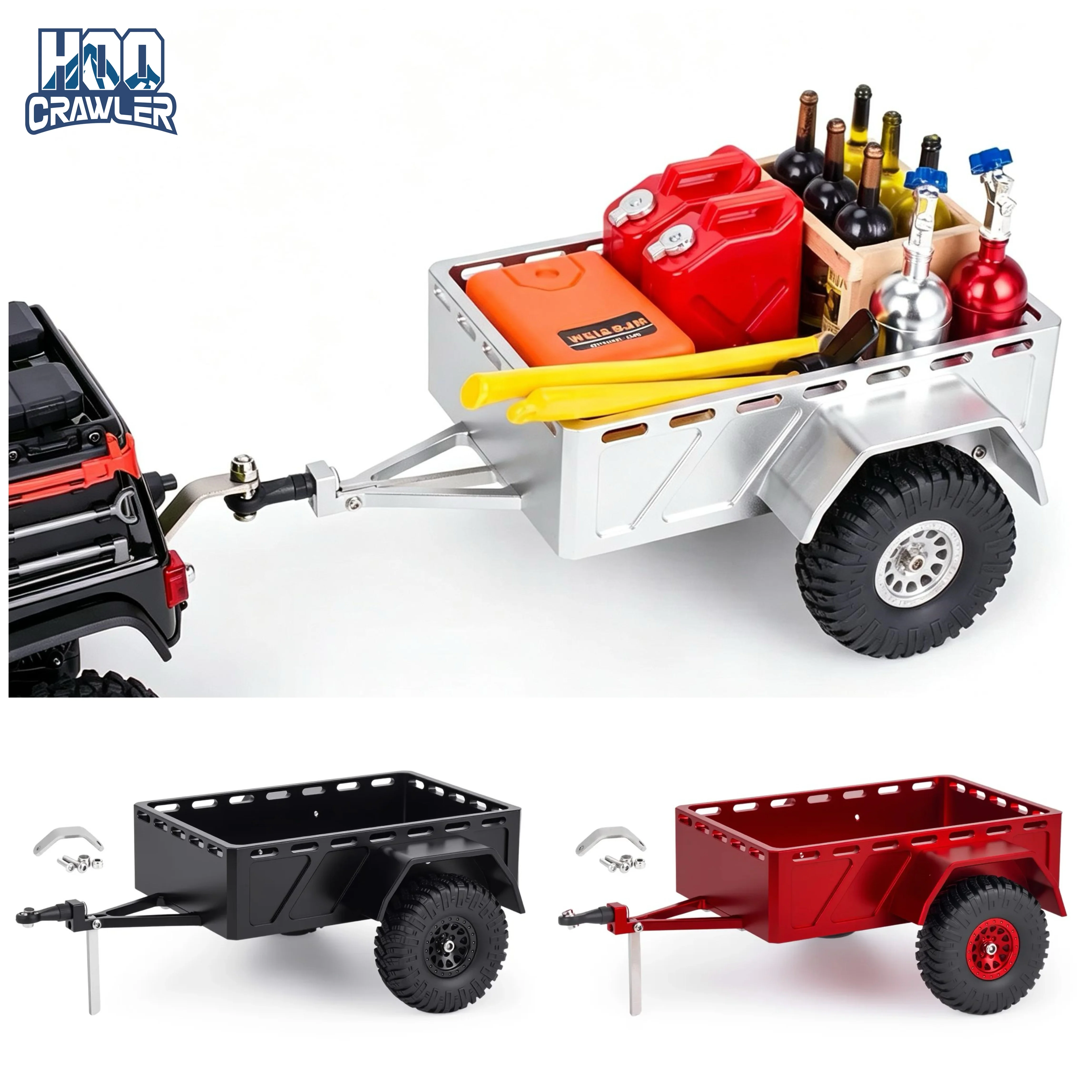 1/30 RC Aluminum Utility Trailer For 1/30 RC Crawler Axial SCX30 Bronco Wrangler K10 Upgrade Accessories