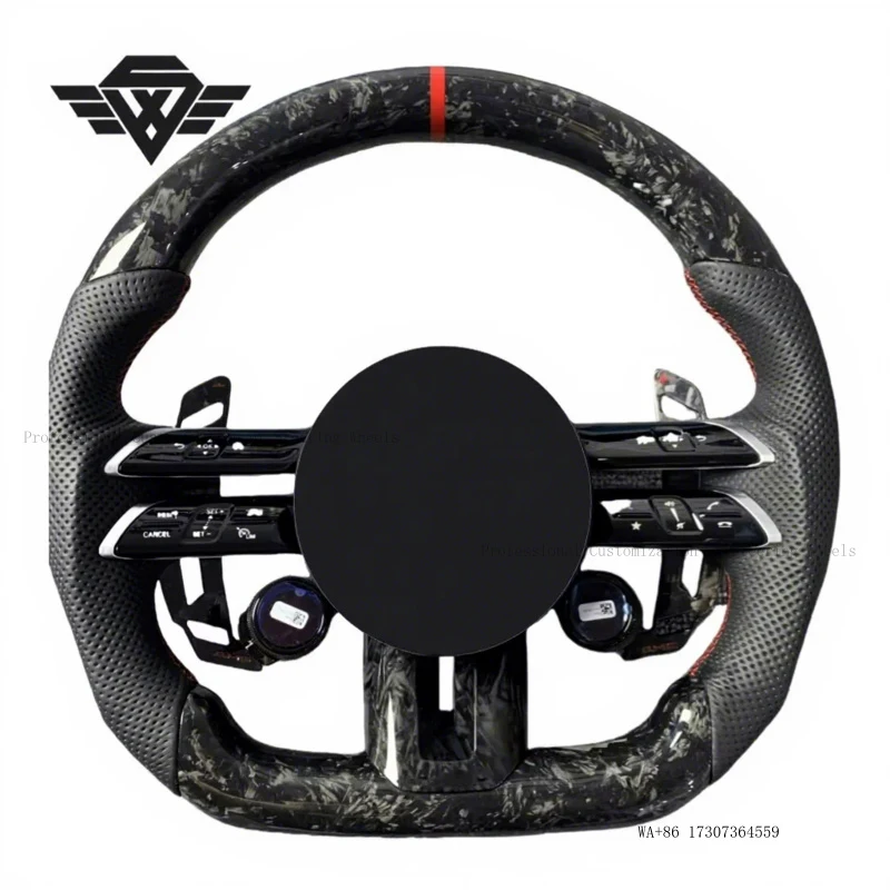 Multifunctional Forged Carbon Steering Wheel Flat Bottom  Style Fit for Mercedes Benz C E S GLC GLE W205 W213 W223 C300