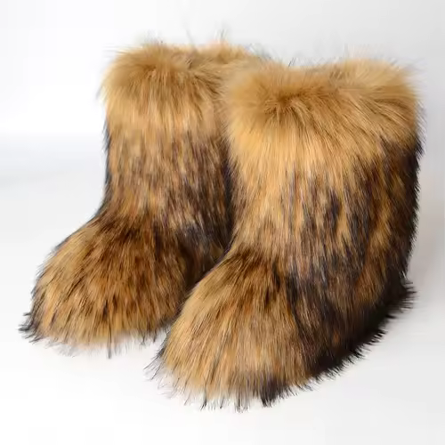 Women's Winter Snow Boots Outdoor Luxury Furry Faux Fox Fur Boots Woman Plush Warm Platform Shoes New Fashion Bottes Big Size 46 - Image 20