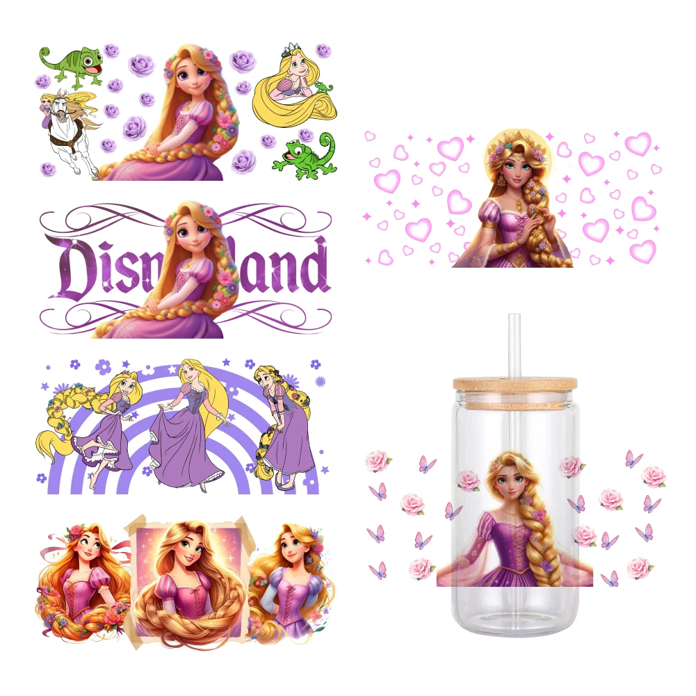 MINIS Disney Rapunzel Cartoon Princess UV DTF Transfer Sticker Waterproof Transfers Decals For 16oz Glass Cup Wrap Stickers