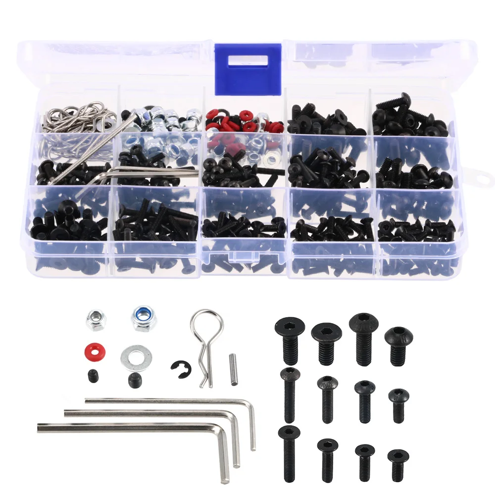 500pcs Universal RC Screw Kit Screws Assortment Set Hardware Fasteners for Traxxas Axial Redcat HPI Arrma Losi 1/8 1/10 1/12
