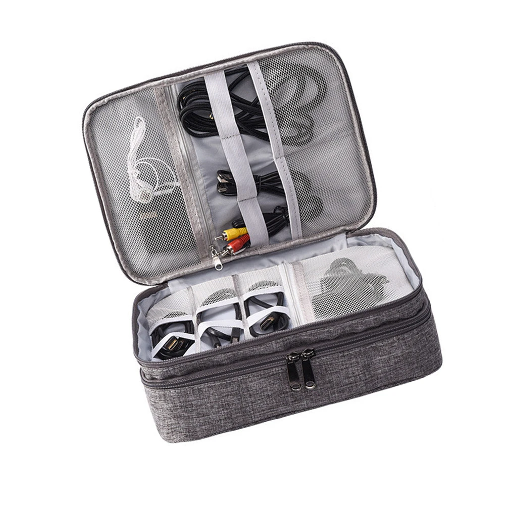 

Cationic Waterproof 3 Layers Electronics Accessories ganizer Small Bag for Travel Grey Storage Pouch Cable Case U Disc Holder