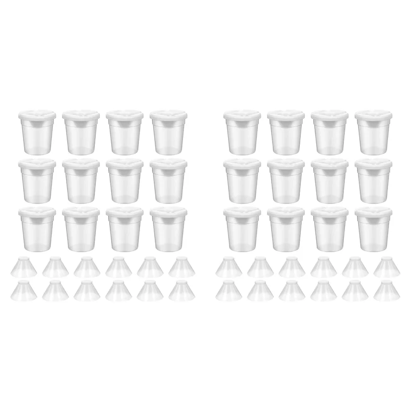 AT44-24 Packs Paint Cups With Lids For Kids No Spill Learning Color Cups Reusable Paint Containers With Lids For Young Artist