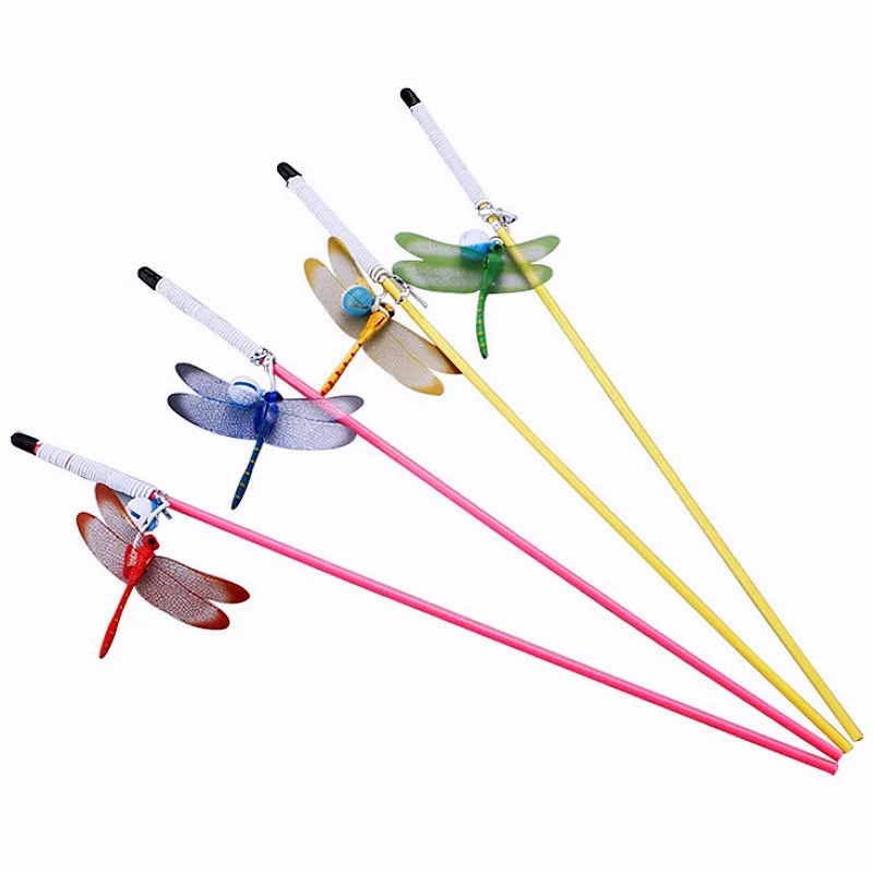 Cat Toy Dragonfly Cats Stick Teaser Cat Toys Interactive Butterfly Stick Toys for Cats Teasing Dragonfly Kitten Toy Pet Supplies