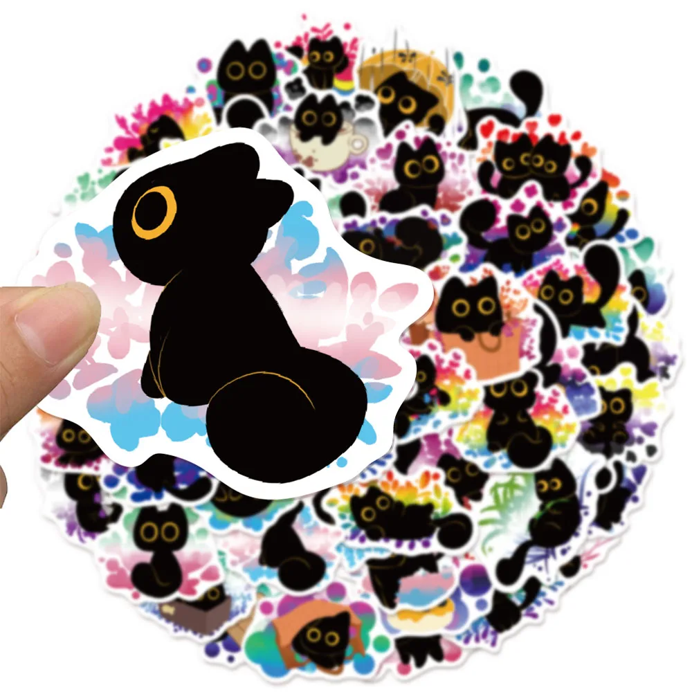 50PCS 자랑스러운 검은 고양이 재미 스티커 DIY 전화 케이스 노트북 컵 오토바이 방수 스티커