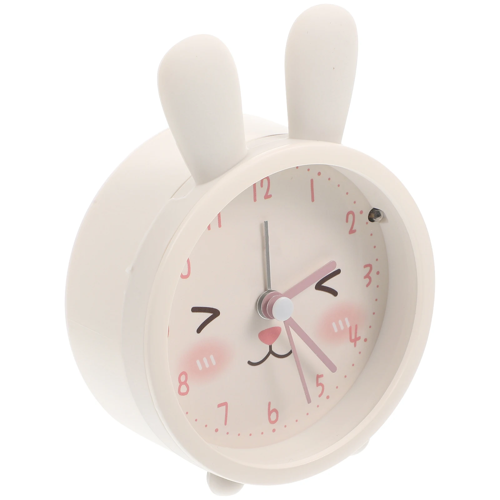 

Lovely Bunny Ear Alarm Clock Mute Non-Ticking Design Creative Rounded Decorative Table Clock for Bedroom Desk Dorm Room Home
