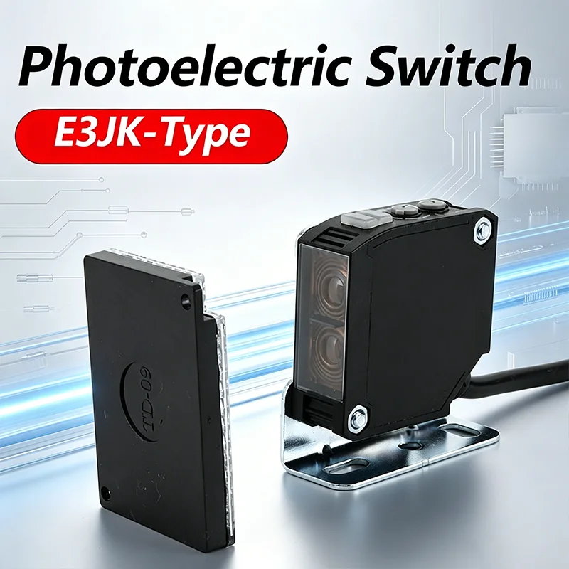 Photoelectric Sensor E3JK-RR12 Retro-reflective 24-240V DC/AC Universal Relay Output Square Optical Photoelectric Switch