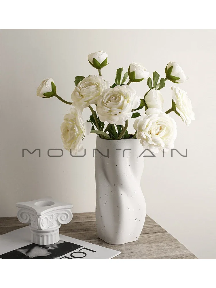 Nordic light luxury style twisted flower vase ceramic inner glaze hydroponic home
