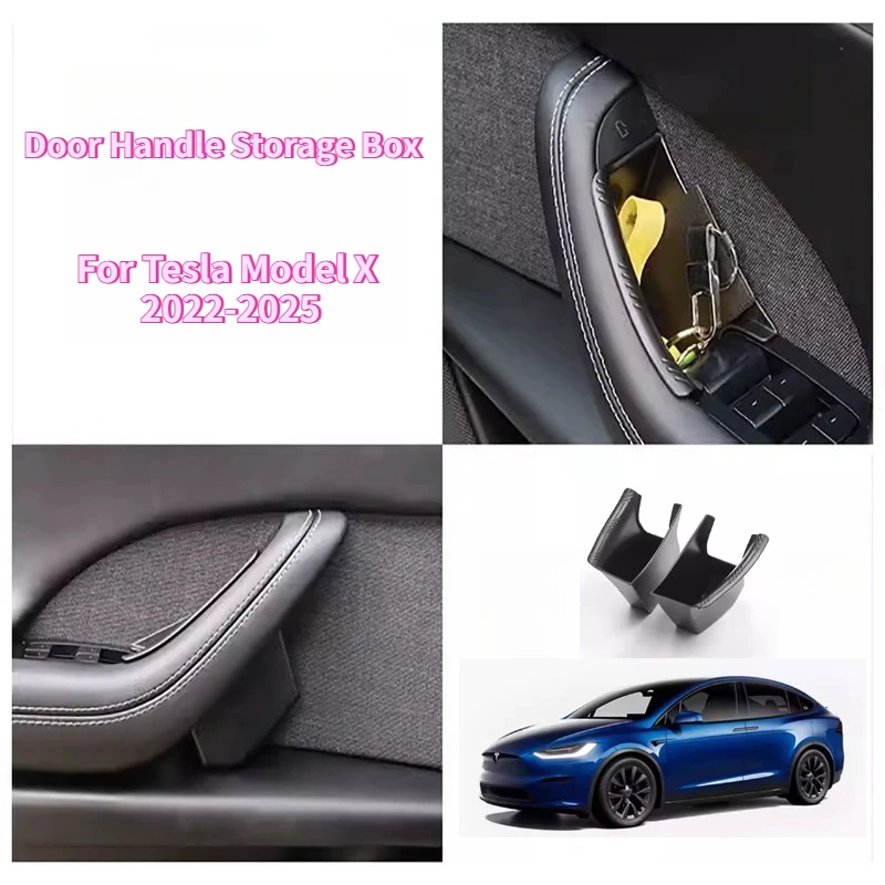 

Для Tesla Model X 2022-2025 ящик для хранения ручек передней двери ABS боковой скрытый органайзер для хранения контейнер держатель для очков для телефона