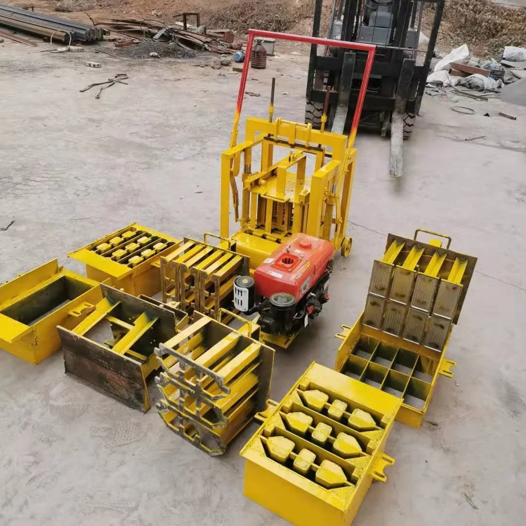 Small Mobile Manual Hollow Brick Block Maker Concrete Cement Brick Block Making Machinery Manufacturer