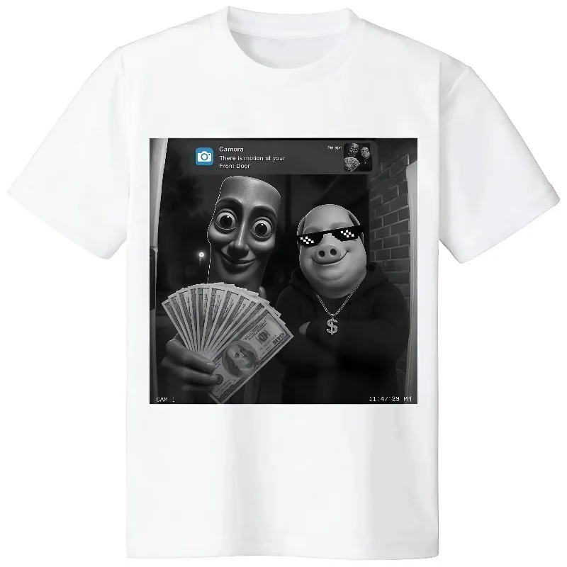 There Is Motion At Your Front Door Tung Tung Tung Sahur John Pork Meme Brainrot T-Shirt Funny Graphic Casual Graphic Print Tee
