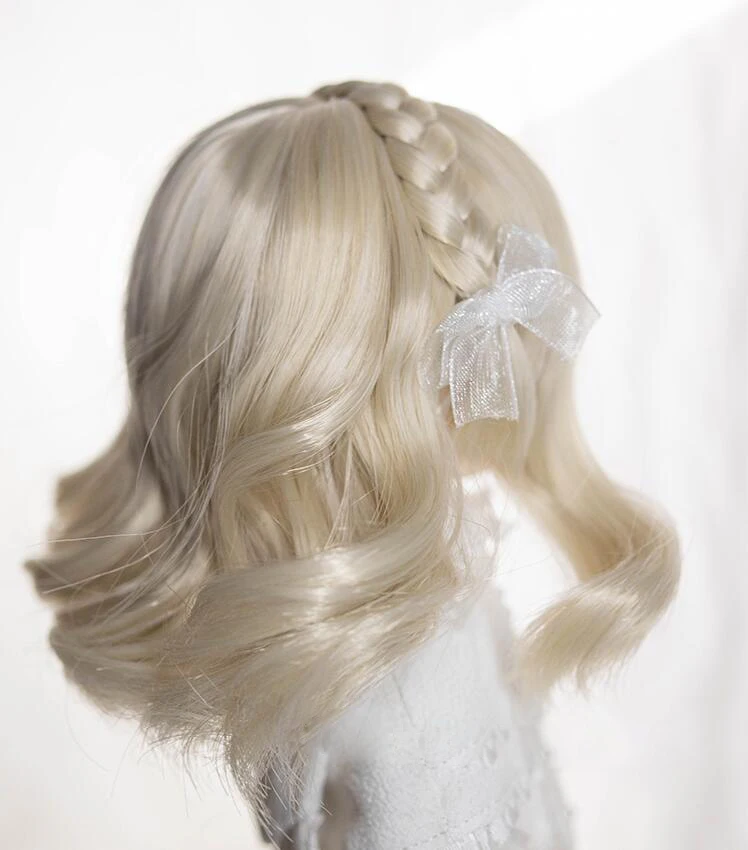 D04-A989 children toy BJD DD SD MSD 1/6 1/4 1/3 doll Accessoriess wig light gold brownn color Braided hair has long curly hair 1