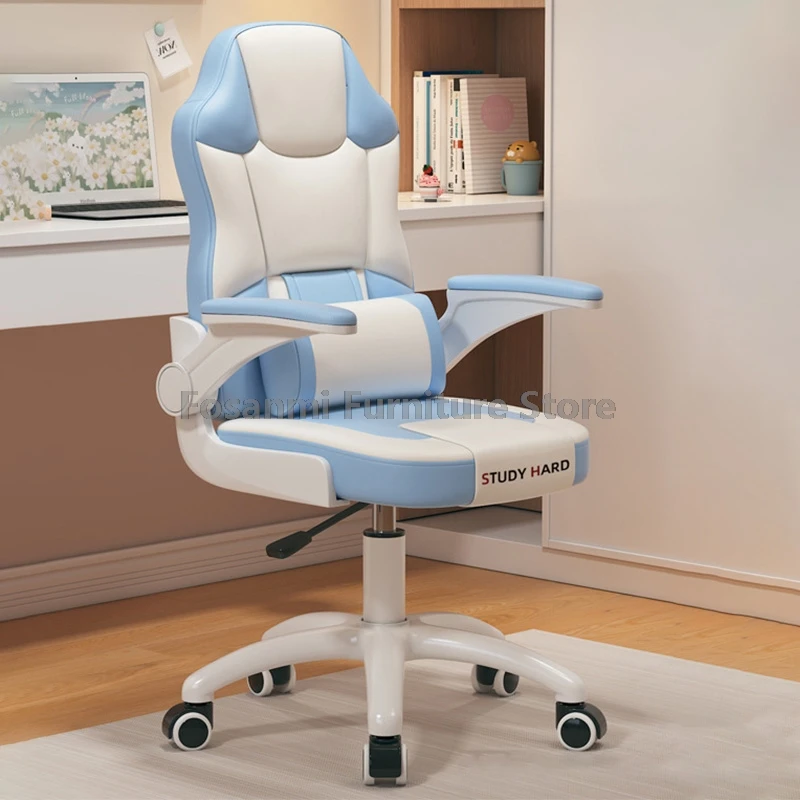 كرسي دراسة للأطفال مع مساند للذراعين قابلة للطي بارتفاع قابل للتعديل للمكتب والمنزل للأطفال كرسي مكتب مريح للكمبيوتر الطلابي كرسي دوار