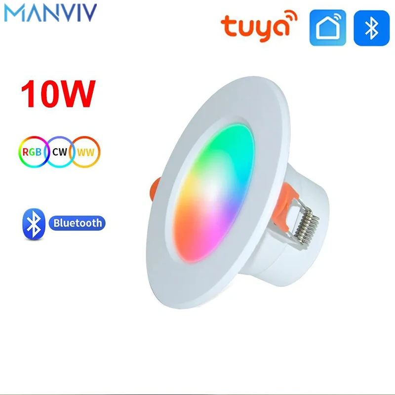 MANVIV oprawy LED typu Downlight lampa sufitowa Bluetooth 10W LED światło punktowe AC90V-240V wpuszczane okrągłe światło RGB możliwość