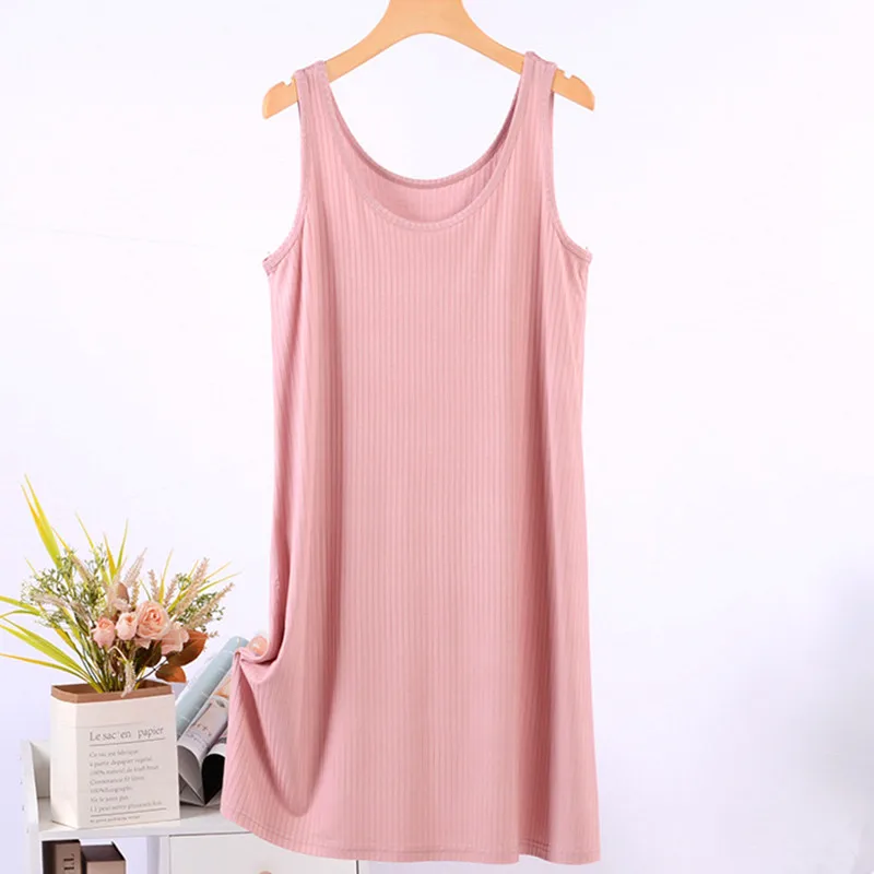 Spring Summer Suspender Nightdress Modal Sexy Mid-Length Home Wear Ladies Nightshirt Loose Bottoming Dress Women's Nightgowns