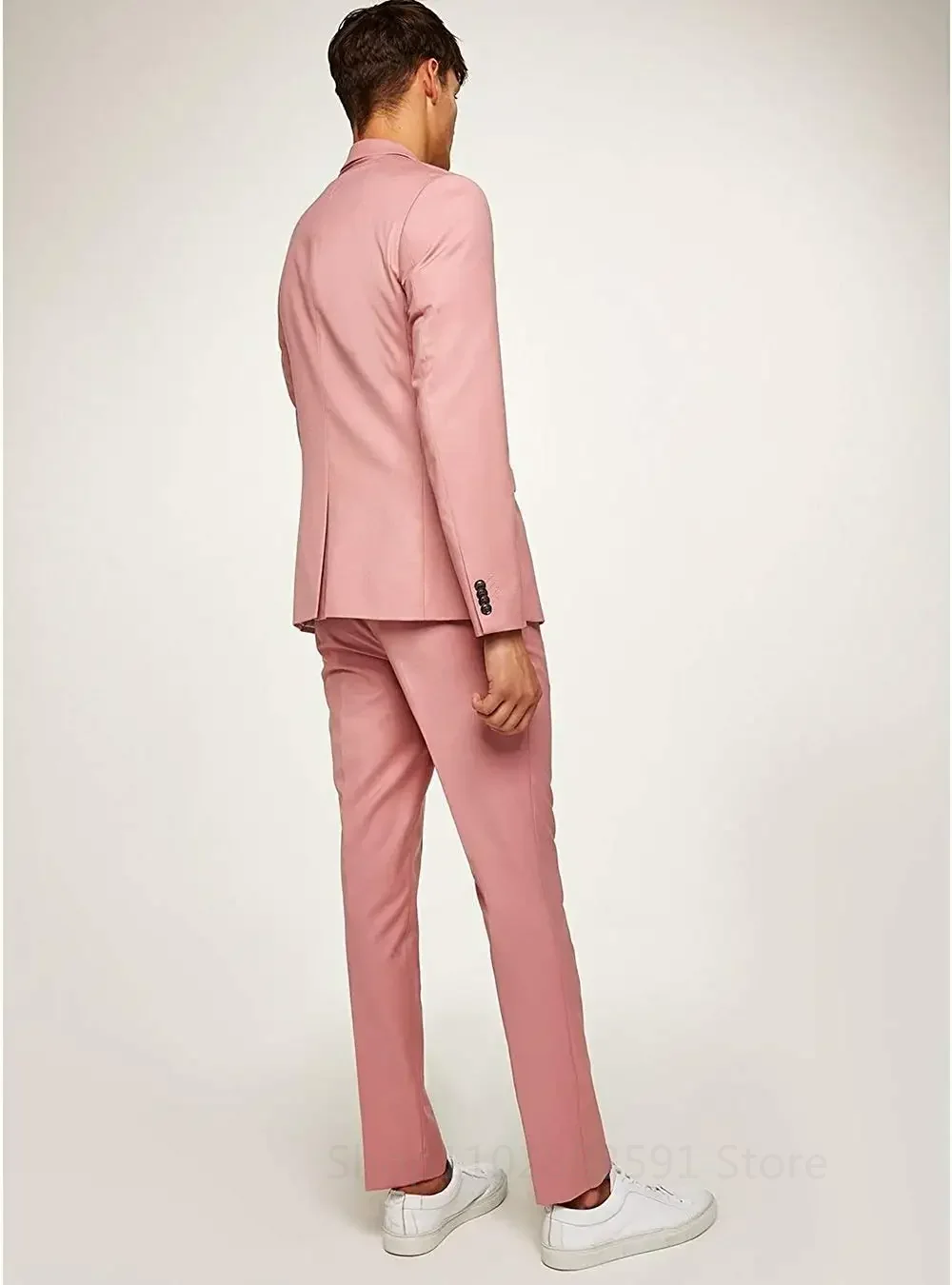 

Pink Wedding Tuxedos For Groom Wear Groomsmen Best Man Suit Men's Suits Bridegroom (Jacket+Pants) Prom Party Business Suits
