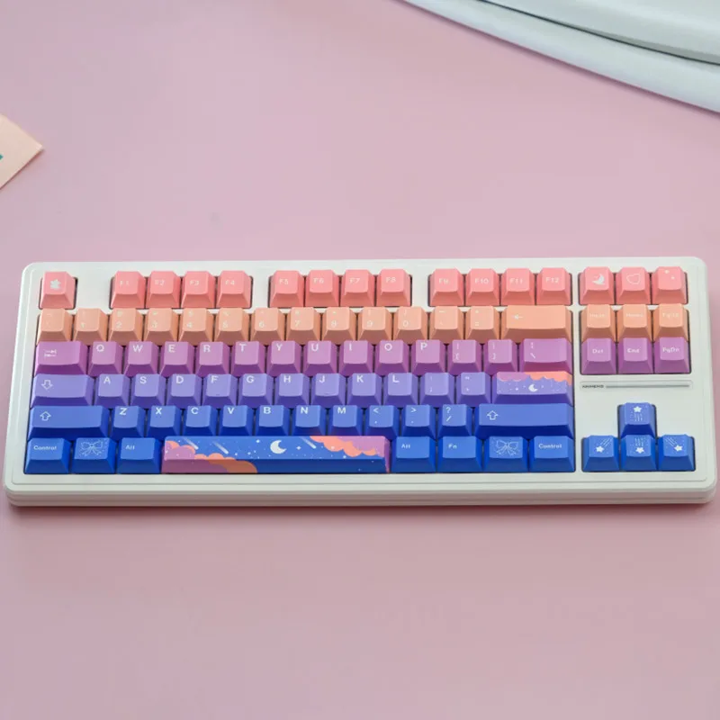 Imagem -06 - Kbcaps-conjunto de Material Keycap Pbt Perfil Stars And Moon Cherry Sublimação Dye Switch mx Gk75 Gk96 129 Chaves