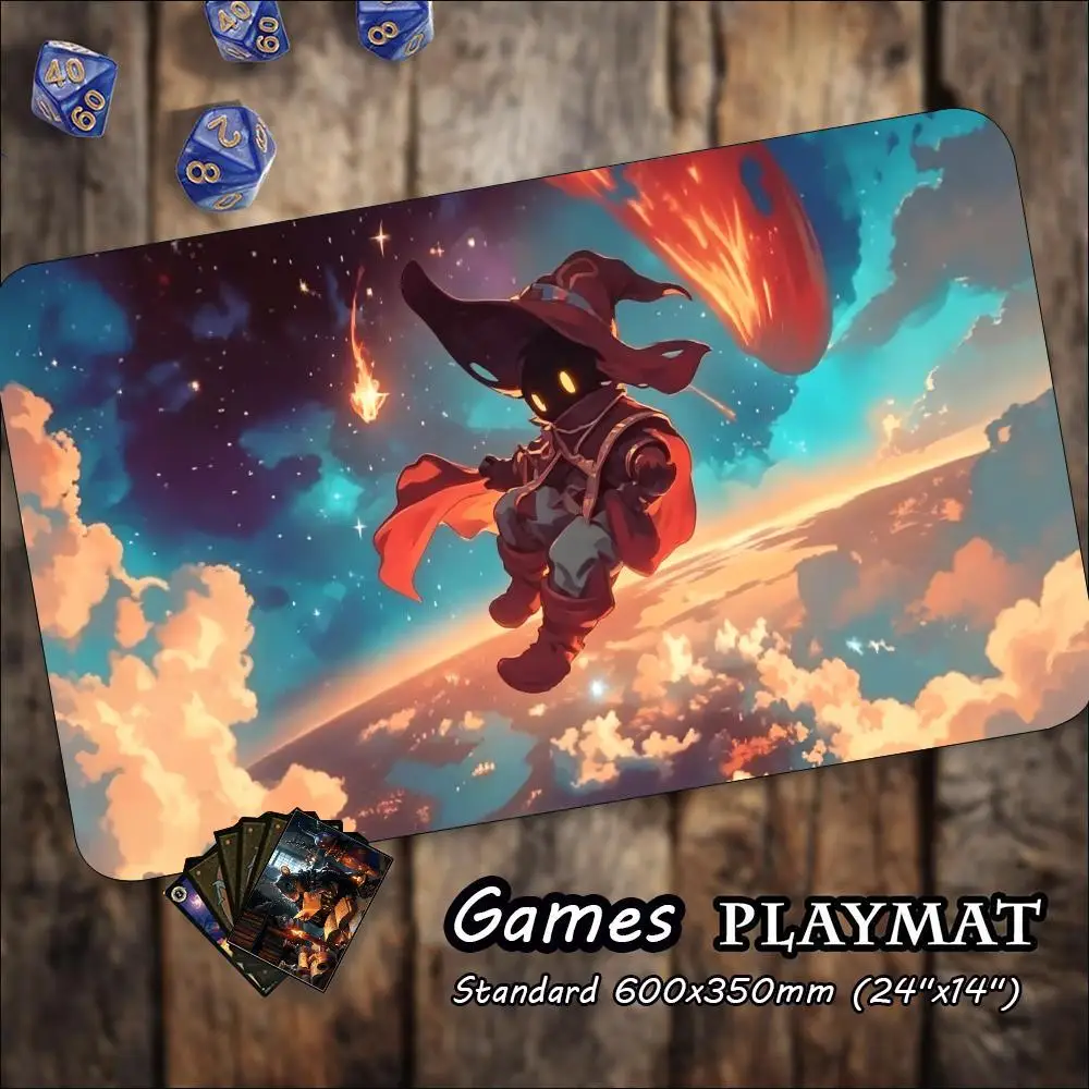 Space Mage TCG Playmat Large Non Slip Rubber Mat Smooth Cloth Surface Trading Card Battle Pad For Fantasy Tabletop Card Sessions