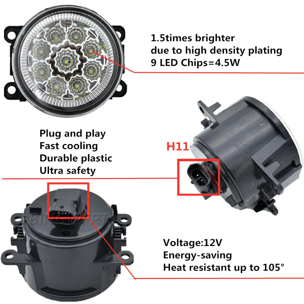 Car Styling 9-Pieces LED Fog Light Fog Lamp for Citroen C4 AirCross 2013 2014 2015 2016 2017 H11 12V Halogen Fog Lights Lamp DRL