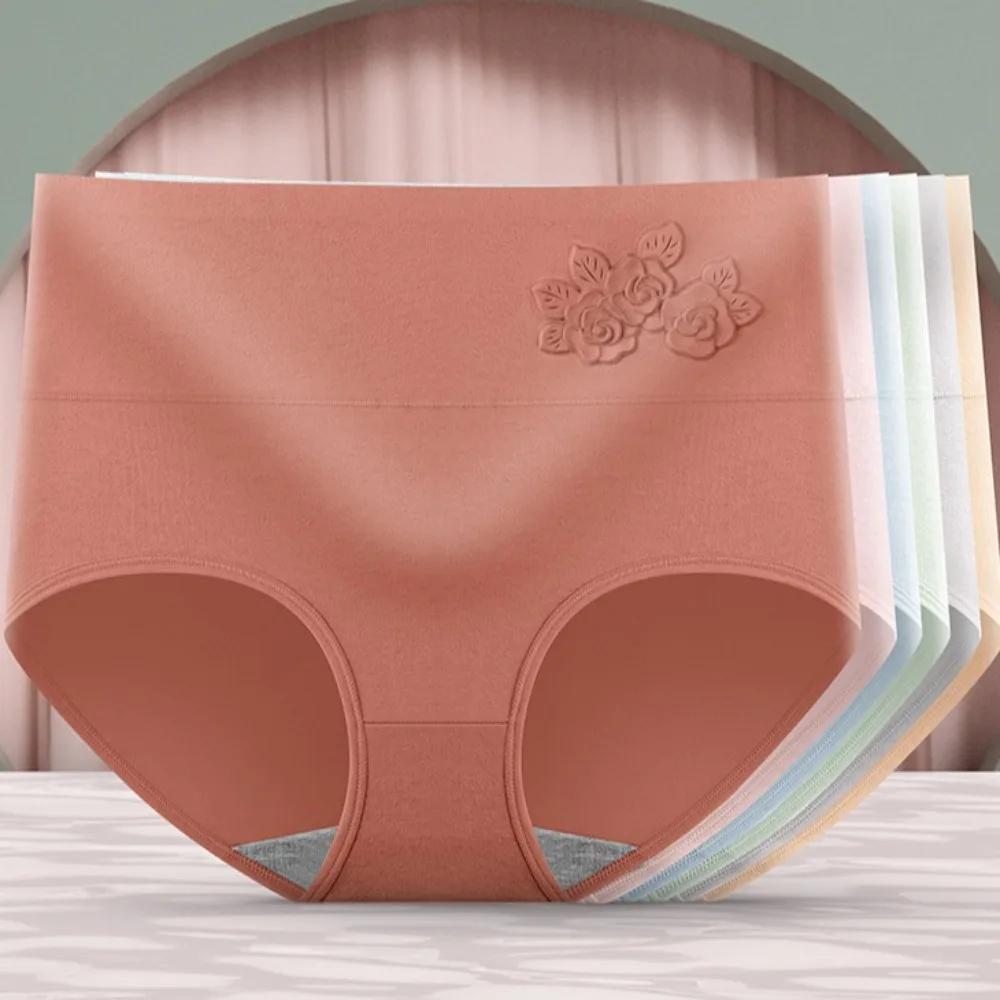 Faja moldeadora de cuerpo posparto de cintura alta para mujer, calzoncillos de algodón de talla grande, con estampado de flores 3D contracción del vientre