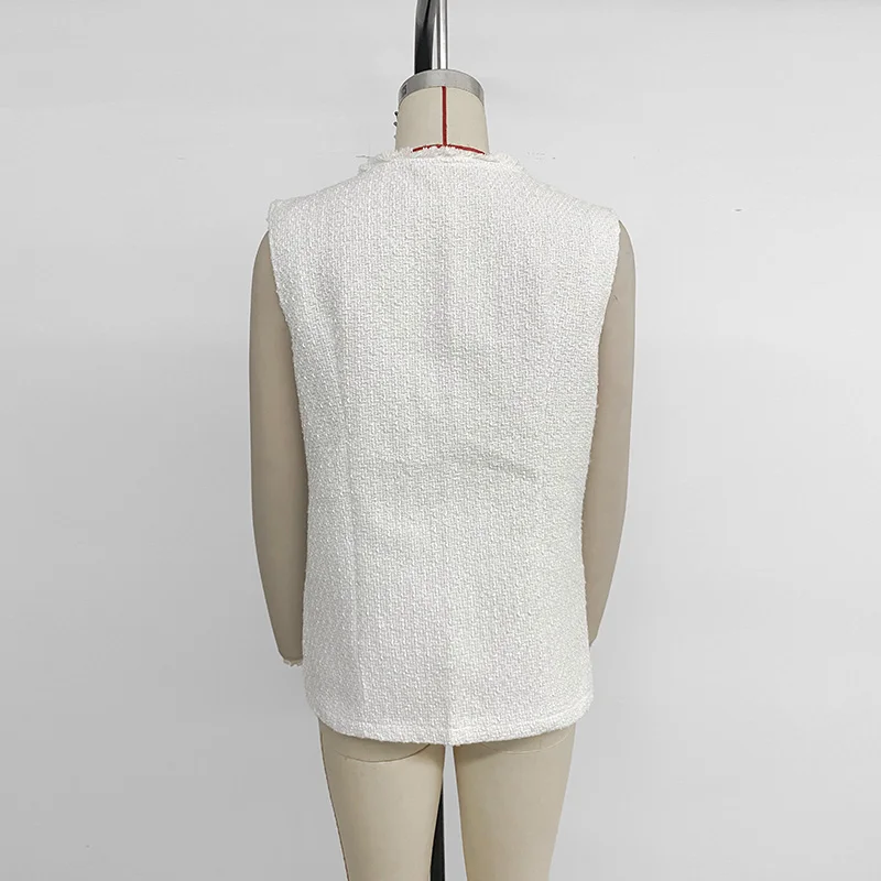 Benuynffy エレガントなシングルブレスト無地ベスト女性の秋 2025 レトロ O ネックノースリーブベストジャケットレディースカジュアル生き抜く