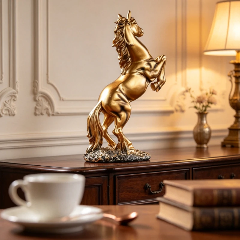 Victory Horse Statue, European Style Resin Desktop Ornament for Office Living Room Cabinet, Home Decor Accent Figurine Gift