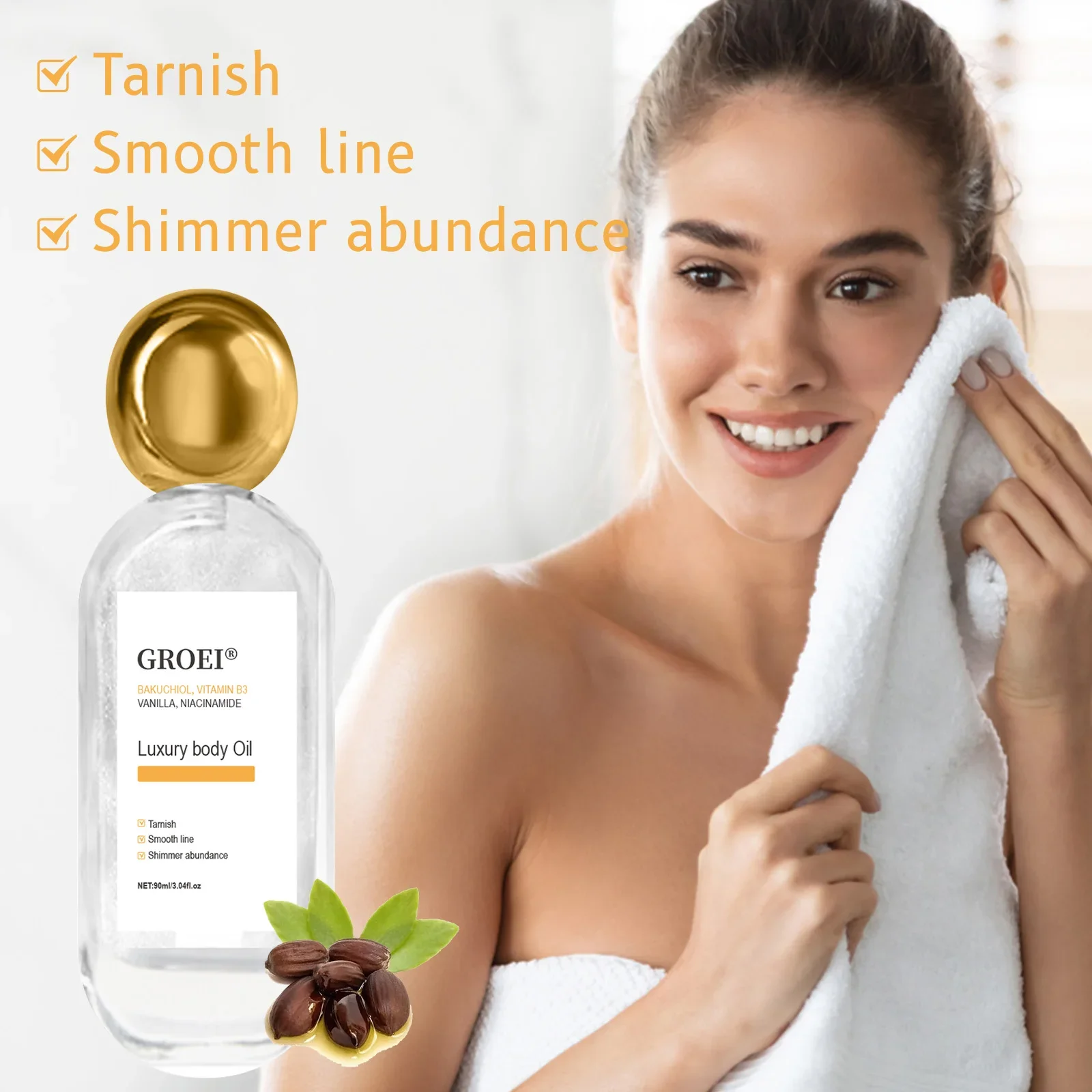 90ML Body Shimmer Oil Liquid Highlighter Body Contour Brightening Makeup Long Lasting Whitening Sequin Moisturizing Highlight