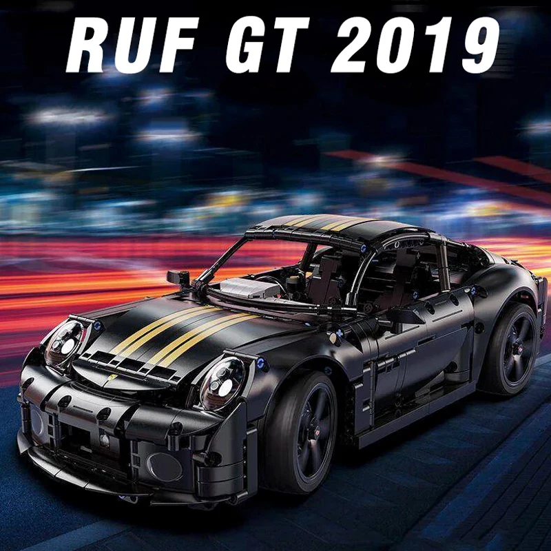Klemmbausteine RUF GT 2019 1:10 Sportrennwagen Baukasten Technik Supercar Hypercar Fahrzeug-Modellbausatz Spielzeug für Erwachsene und Kinder Geschenk 1655 Teile