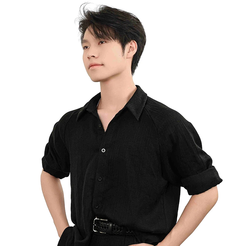 ชุดเต้นลาตินใหม่ปี 2025 สำหรับผู้ชาย เสื้อผ้าลินิน กางเกงลาติน ชุดเต้นชาช่า รุมบ้า แทงโก้ สำหรับผู้ใหญ่ ชุดเต้นลาตินชาย รุ่น DQS20585