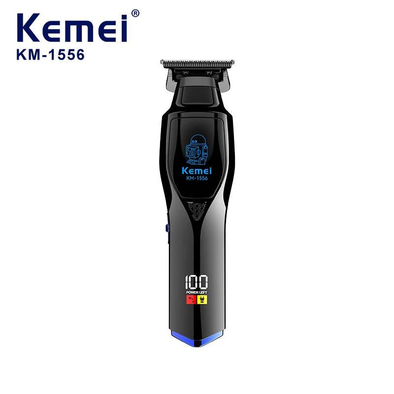 Kemei KM-1556 Professional Electric Hair Clipper, Portable Wireless Hair Trimmer, Smart Digital Display, USB Charging Design.