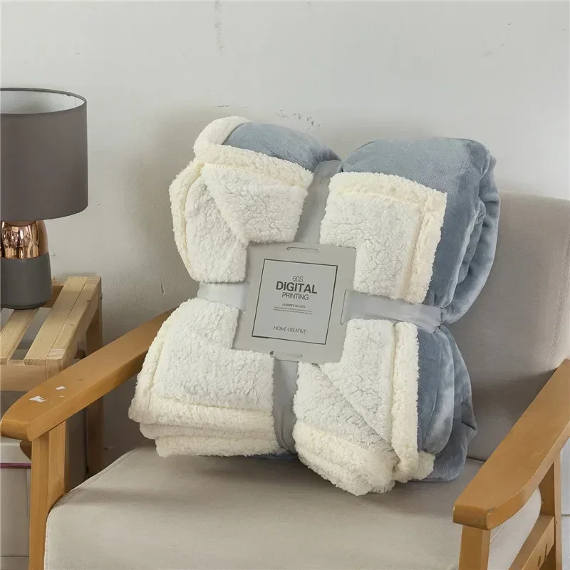 Flannel Fleece Throw Blanket Warm Wool Bed Cover Sofa Blanket Fluffy Bed Linen Bedspread for Sofa Bedroom