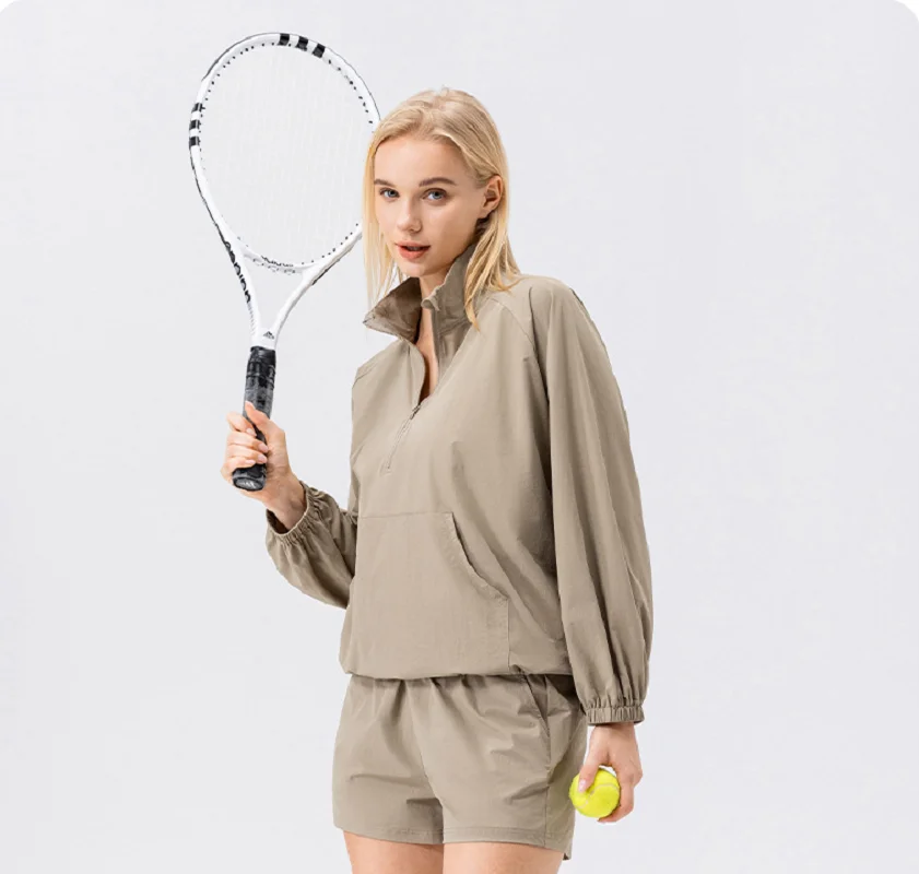New Women's Fashion Sport Fitness Loose Top Jacket Quick Drying Breathable Tennis Running Long Sleeve Coat Sweatshirt Size S-XXL